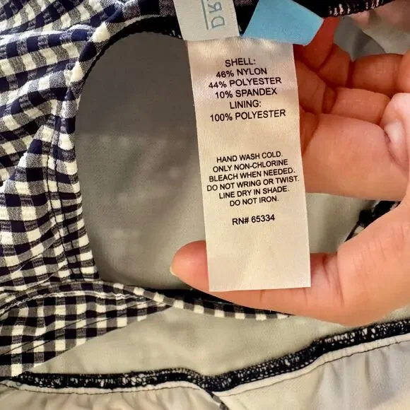 Draper James RSVP Preppy Gingham Swimsuit Ruched Halter Xsmall NEW - Picture 11 of 11